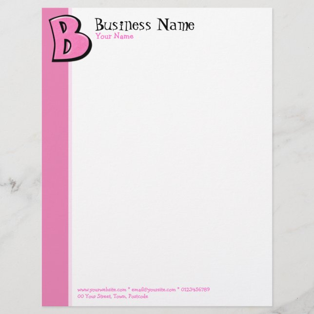 Silly Letter B pink Letterhead (Front)