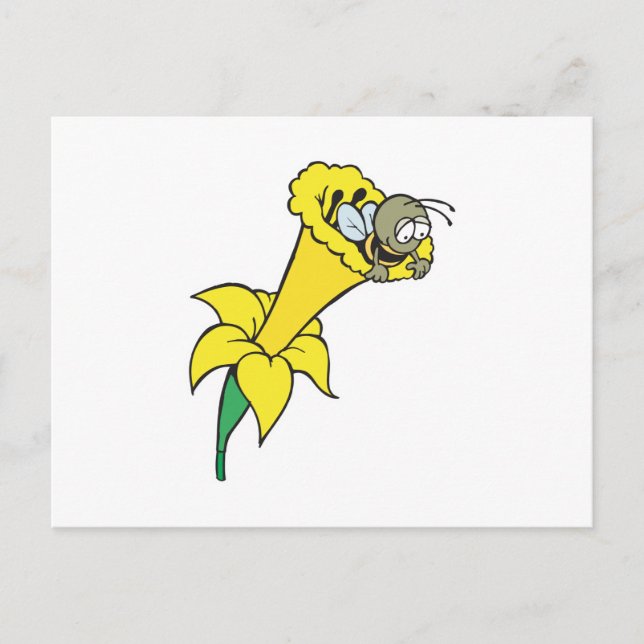 silly little bee in daffodil postcard (Front)
