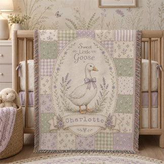 Silly Little Goose Baby Girl Floral Personalized  Throw Blanket