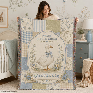 Silly Little Goose Baby Girl Personalized Keepsake Throw Blanket
