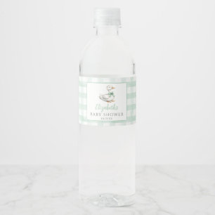 Silly Little Goose Gingham Baby Shower Water Bottle Label