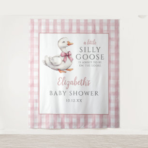 Silly Little Goose Pink Baby Shower Photo Backdrop Tapestry