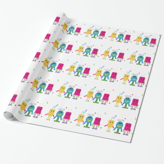 Silly Little Monsters Wrapping Paper (Unrolled)