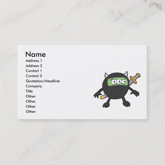 silly little ninja monster business card (Front)