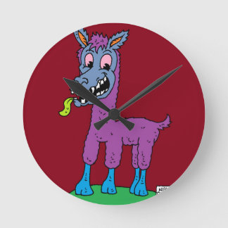 Silly llama Monster Round Clock
