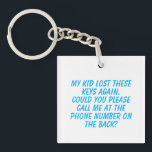 Silly lost keys contact info keychain<br><div class="desc">Editable text includes a template for a humourous keychain.</div>
