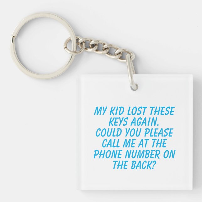 Silly lost keys contact info keychain (Front)