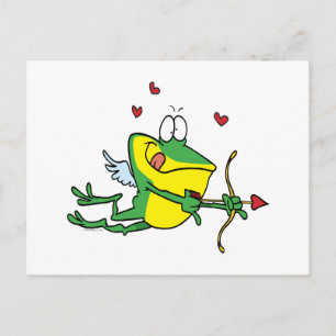 silly love cupid valentine froggy frog holiday postcard