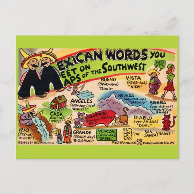 Silly Mexican Words Postcard (Front)