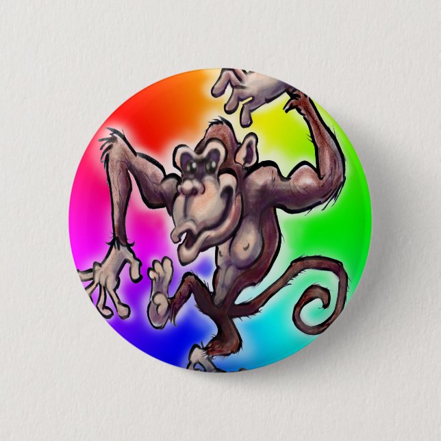 Silly Monkey 2 Inch Round Button (Front)