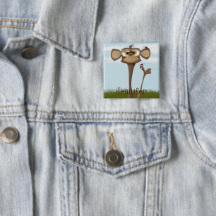 Silly Monkey and Ladybugs 2 Inch Square Button