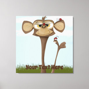 Silly Monkey and Ladybugs Canvas Print