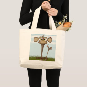 Silly Monkey and Ladybugs Large Tote Bag