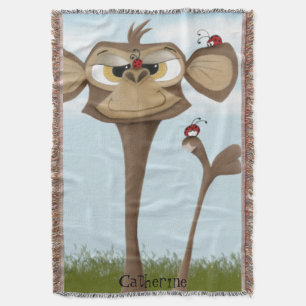Silly Monkey and Ladybugs Throw Blanket