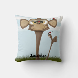 Silly Monkey and Ladybugs Throw Pillow