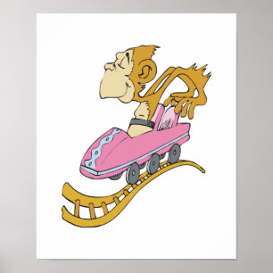silly monkey in roller coaster poster