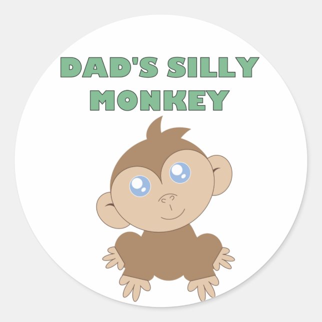 Silly Monkey - Sticker rond classique,  brillant (Devant)