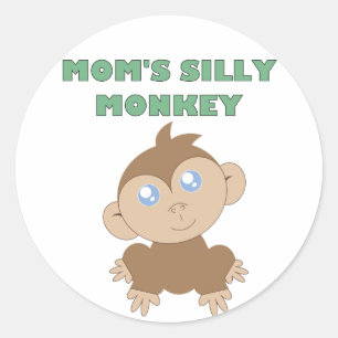 Silly Monkey - Sticker rond classique, brillant