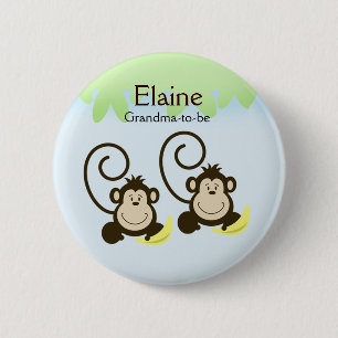 SILLY MONKEYS NAME TAG Personalized Button