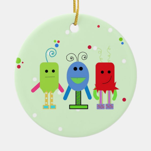 Silly Monsters Ceramic Ornament (Front)