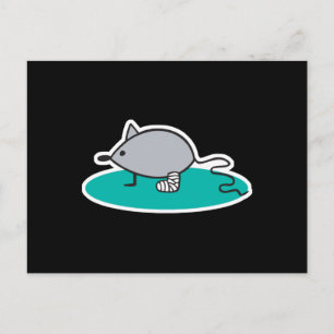 silly mouse with broken leg postcard