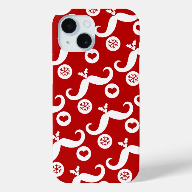 Silly Moustache Funny Santa Face Snowflake Holiday Case-Mate iPhone Case (Back)