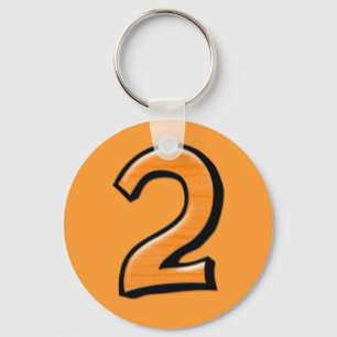 Silly Number 2 orange Keychain