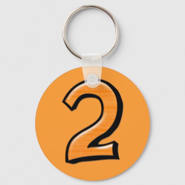 Silly Number 2 orange Keychain (Front)
