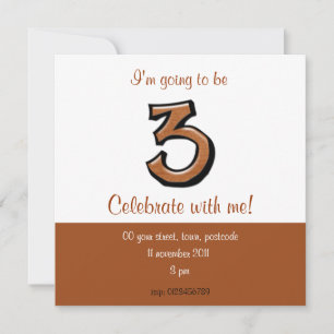 Silly Number 3 chocolat Invitation d'anniversaire