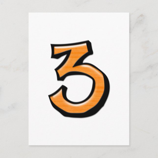 Silly Number 3 orange white Postcard (Front)