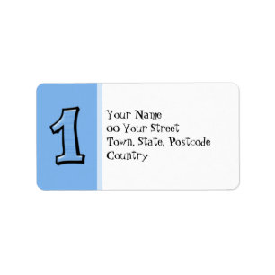 Silly Numbers 1 blue Address Label