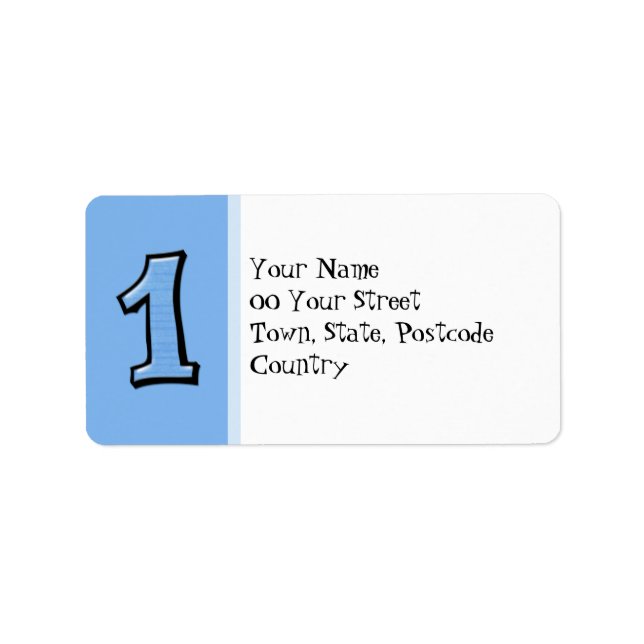 Silly Numbers 1 blue Address Label (Front)