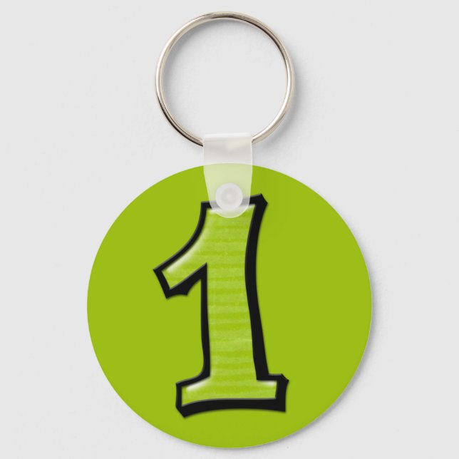 Silly Numbers 1 green Keychain (Front)