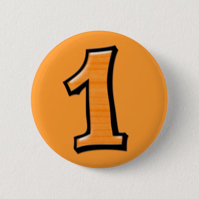 Silly Numbers 1 orange Button (Front)