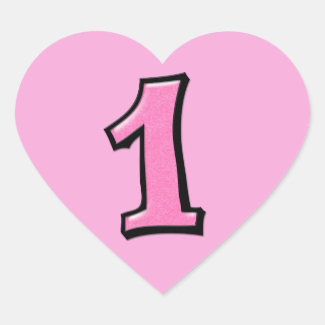 Silly Numbers 1 pink Heart Sticker (Front)