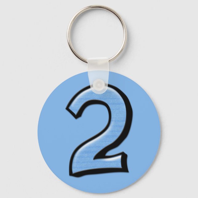 Silly Numbers 2 blue Keychain (Front)