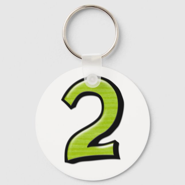 Silly Numbers 2 green Keychain (Front)