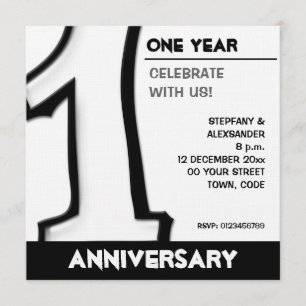 Silly Numéro 1 blanc Anniversaire Invitation