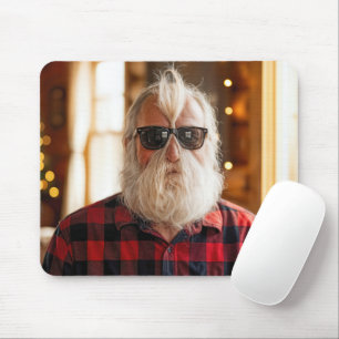 Silly Old Man With Beard Under Sunglasses Mouse Pad