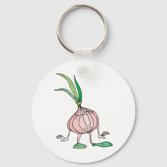 silly onion cartoon character keychain (Front)