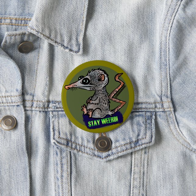 silly opossum 3 inch round button (In Situ)