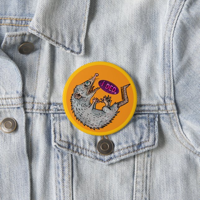 silly opossum 3 inch round button (In Situ)