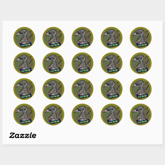 silly opossum classic round sticker (Sheet)