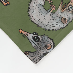 silly opossum fleece blanket