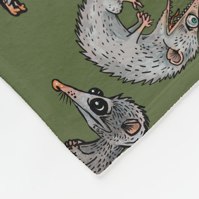 silly opossum fleece blanket (Corner)