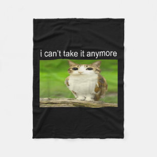 Silly Owl Cat Meme I Can't Take It Anymore Fleece Blanket