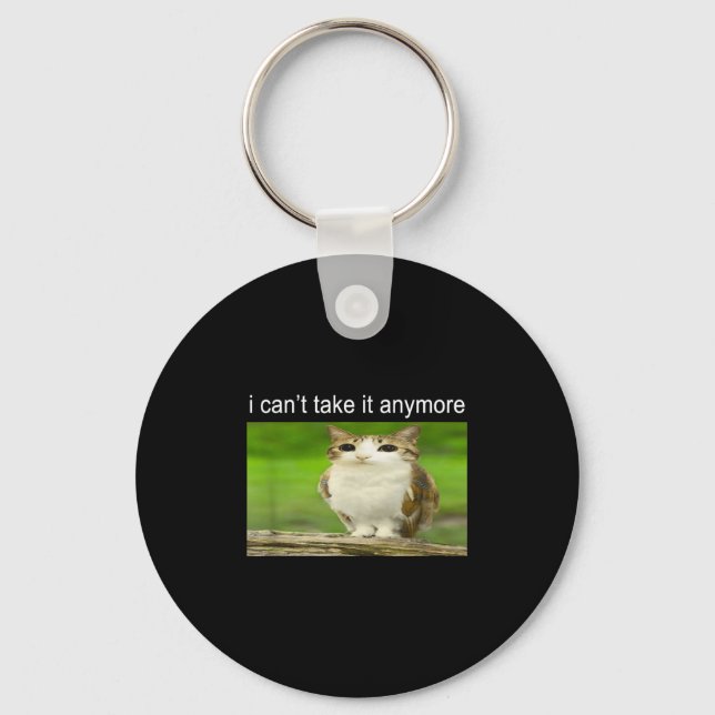 Silly Owl Cat Meme I Can't Take It Anymore  Keychain (Front)