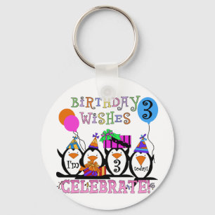 Silly Penguins 3rd Birthday Tshirts and Gifts Keychain