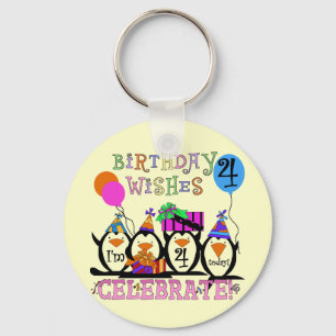 Silly Penguins 4th Birthday T-shirts and Gifts Keychain