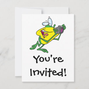 silly photographer frog cartoon invitation